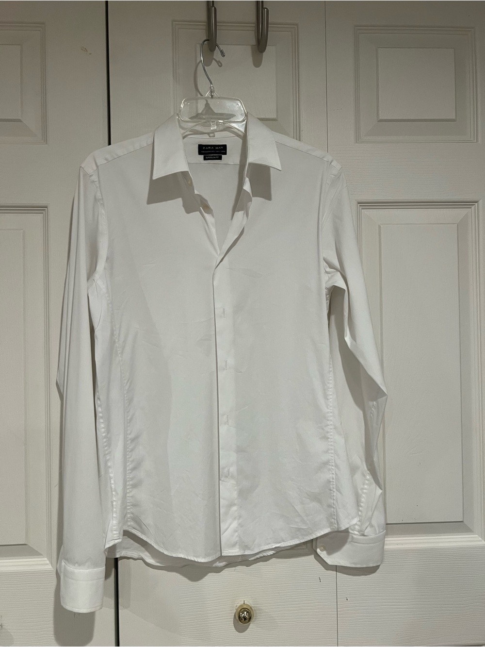 Zara Slim Fit White Stretch Dress Shirt